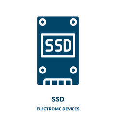 Poster - ssd vector icon from electronic devices collection. laptop filled flat symbol for mobile concept and web design. Black server glyph icon. Isolated sign, logo illustration. Vector graphics.