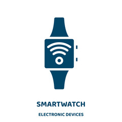 Poster - smartwatch vector icon from electronic devices collection. device filled flat symbol for mobile concept and web design. Black smart glyph icon. Isolated sign, logo illustration. Vector graphics.