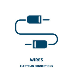 Poster - wires vector icon from electrian connections collection. cable filled flat symbol for mobile concept and web design. Black wire glyph icon. Isolated sign, logo illustration. Vector graphics.