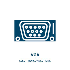 Poster - vga vector icon from electrian connections collection. video filled flat symbol for mobile concept and web design. Black computer glyph icon. Isolated sign, logo illustration. Vector graphics.