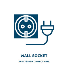 Poster - wall socket vector icon from electrian connections collection. supply filled flat symbol for mobile concept and web design. Black connection glyph icon. Isolated sign, logo illustration. Vector .