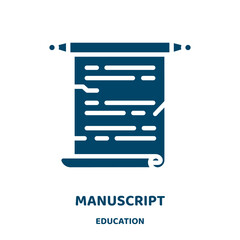 Poster - manuscript vector icon from education collection. scroll filled flat symbol for mobile concept and web design. Black ancient glyph icon. Isolated sign, logo illustration. Vector graphics.