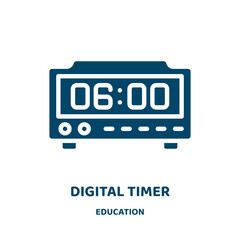 Poster - digital timer vector icon from education collection. timer filled flat symbol for mobile concept and web design. Black digital glyph icon. Isolated sign, logo illustration. Vector graphics.