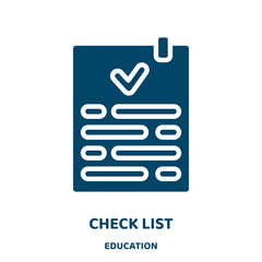 Poster - check list outline vector icon from education collection. check filled flat symbol for mobile concept and web design. Black document glyph icon. Isolated sign, logo illustration. Vector graphics.