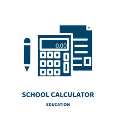 Aufkleber - school calculator vector icon from education collection. school filled flat symbol for mobile concept and web design. Black calculator glyph icon. Isolated sign, logo illustration. Vector graphics.