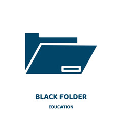 Poster - black folder vector icon from education collection. folder filled flat symbol for mobile concept and web design. Black file glyph icon. Isolated sign, logo illustration. Vector graphics.