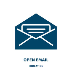 Poster - open email vector icon from education collection. email filled flat symbol for mobile concept and web design. Black open glyph icon. Isolated sign, logo illustration. Vector graphics.