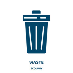 Poster - waste vector icon from ecology collection. garbage filled flat symbol for mobile concept and web design. Black recycle glyph icon. Isolated sign, logo illustration. Vector graphics.