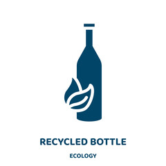 Poster - recycled bottle vector icon from ecology collection. bottle filled flat symbol for mobile concept and web design. Black ecological glyph icon. Isolated sign, logo illustration. Vector graphics.