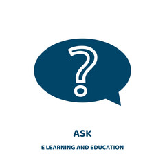 Poster - ask vector icon from e learning and education collection. question filled flat symbol for mobile con