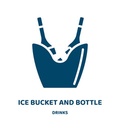 Poster - ice bucket and bottle vector icon from drinks collection. bottle filled flat symbol for mobile concept and web design. Black alcohol glyph icon. Isolated sign, logo illustration. Vector graphics.