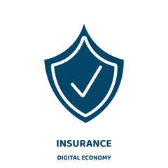 Poster - insurance vector icon from digital economy collection. app filled flat symbol for mobile concept and web design. Black protection glyph icon. Isolated sign, logo illustration. Vector graphics.