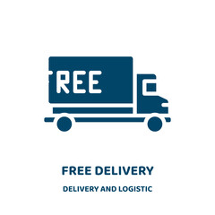 Poster - free delivery vector icon from delivery and logistic collection. shipping filled flat symbol for mobile concept and web design. Black cargo glyph icon. Isolated sign, logo illustration. Vector .