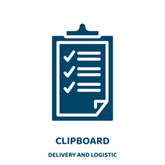 Poster - clipboard vector icon from delivery and logistic collection. document filled flat symbol for mobile concept and web design. Black office glyph icon. Isolated sign, logo illustration. Vector graphics.