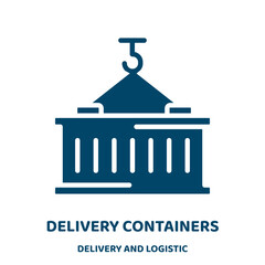 Poster - delivery containers vector icon from delivery and logistic collection. cargo filled flat symbol for mobile concept and web design. Black package glyph icon. Isolated sign, logo illustration. Vector .