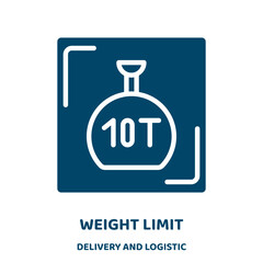 Poster - weight limit vector icon from delivery and logistic collection. limit filled flat symbol for mobile concept and web design. Black weight glyph icon. Isolated sign, logo illustration. Vector graphics.