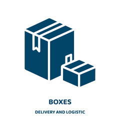 Poster - boxes vector icon from delivery and logistic collection. box filled flat symbol for mobile concept and web design. Black container glyph icon. Isolated sign, logo illustration. Vector graphics.