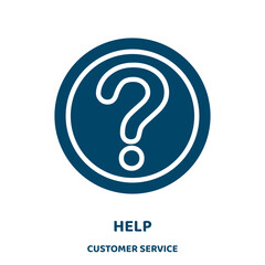 Poster - help vector icon from customer service collection. support filled flat symbol for mobile concept and web design. Black people glyph icon. Isolated sign, logo illustration. Vector graphics.