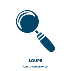 Poster - loupe vector icon from customer service collection. research filled flat symbol for mobile concept and web design. Black search glyph icon. Isolated sign, logo illustration. Vector graphics.