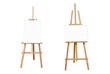 Blank art boards and wooden easels isolated