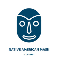 Wall Mural - native american mask vector icon from culture collection. indigenous filled flat symbol for mobile concept and web design. Black tribal glyph icon. Isolated sign, logo illustration. Vector graphics.