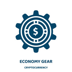 Poster - economy gear vector icon from cryptocurrency collection. gear filled flat symbol for mobile concept and web design. Black business glyph icon. Isolated sign, logo illustration. Vector graphics.