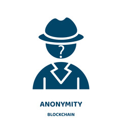 Poster - anonymity vector icon from blockchain collection. person filled flat symbol for mobile concept and web design. Black anonymous glyph icon. Isolated sign, logo illustration. Vector graphics.