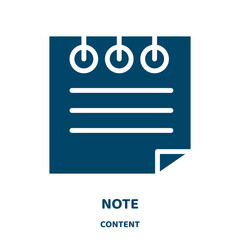 Poster - note vector icon from content collection. business filled flat symbol for mobile concept and web design. Black message glyph icon. Isolated sign, logo illustration. Vector graphics.