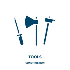 Poster - tools vector icon from construction collection. industry filled flat symbol for mobile concept and web design. Black tool glyph icon. Isolated sign, logo illustration. Vector graphics.