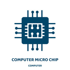 Poster - computer micro chip vector icon from computer collection. microchip filled flat symbol for mobile concept and web design. Black microprocessor glyph icon. Isolated sign, logo illustration. Vector .