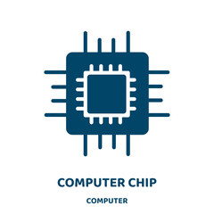 Poster - computer chip vector icon from computer collection. chip filled flat symbol for mobile concept and web design. Black processor glyph icon. Isolated sign, logo illustration. Vector graphics.