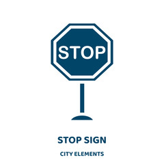 Poster - stop sign vector icon from city elements collection. stop filled flat symbol for mobile concept and web design. Black business glyph icon. Isolated sign, logo illustration. Vector graphics.
