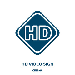 Poster - hd video sign vector icon from cinema collection. video filled flat symbol for mobile concept and web design. Black hd glyph icon. Isolated sign, logo illustration. Vector graphics.