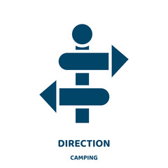 Poster - direction vector icon from camping collection. internet filled flat symbol for mobile concept and web design. Black business glyph icon. Isolated sign, logo illustration. Vector graphics.