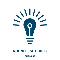 Poster - round light bulb vector icon from business collection. bulb filled flat symbol for mobile concept and web design. Black round glyph icon. Isolated sign, logo illustration. Vector graphics.
