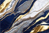 Fototapeta Kawa jest smaczna - Abstract dark blue background with golden foil. Artificial stone texture, fake agate, trendy marbled wallpaper, digital marbling Generative AI.