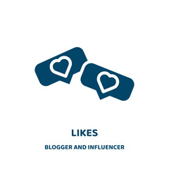 Poster - likes vector icon from blogger and influencer collection. media filled flat symbol for mobile concept and web design. Black like glyph icon. Isolated sign, logo illustration. Vector graphics.