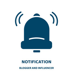 Aufkleber - notification vector icon from blogger and influencer collection. message filled flat symbol for mobile concept and web design. Black button glyph icon. Isolated sign, logo illustration. Vector .