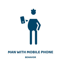 Aufkleber - man with mobile phone vector icon from behavior collection. phone filled flat symbol for mobile conc