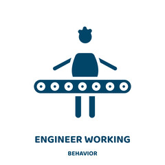 Poster - engineer working vector icon from behavior collection. work filled flat symbol for mobile concept and web design. Black engineering glyph icon. Isolated sign, logo illustration. Vector graphics.