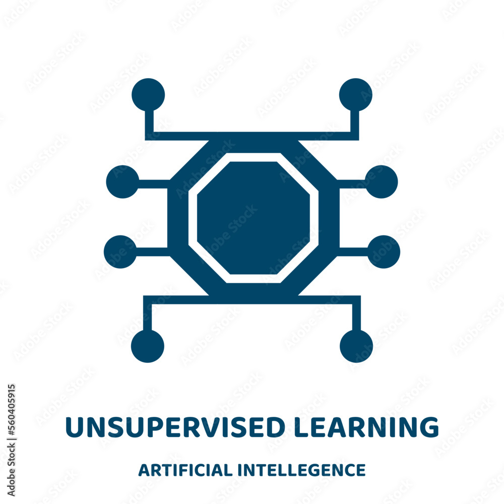 unsupervised learning vector icon from artificial intellegence and future technology collection. ai filled flat symbol for mobile concept and web design. Black technology glyph icon. Isolated sign, .