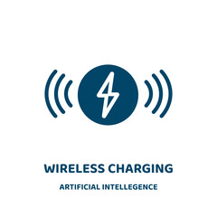 Poster - wireless charging vector icon from artificial intellegence and future technology collection. phone filled flat symbol for mobile concept and web design. Black battery glyph icon. Isolated sign, logo .