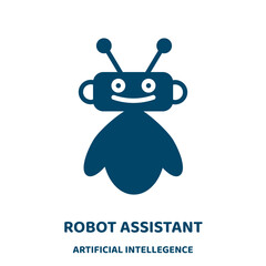 Poster - robot assistant vector icon from artificial intellegence and future technology collection. robot filled flat symbol for mobile concept and web design. Black intelligence glyph icon. Isolated sign, .