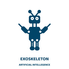Poster - exoskeleton vector icon from artificial intellegence and future technology collection. cartoon filled flat symbol for mobile concept and web design. Black technology glyph icon. Isolated sign, logo .