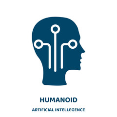 Poster - humanoid vector icon from artificial intellegence and future technology collection. collection filled flat symbol for mobile concept and web design. Black fiction glyph icon. Isolated sign, logo .