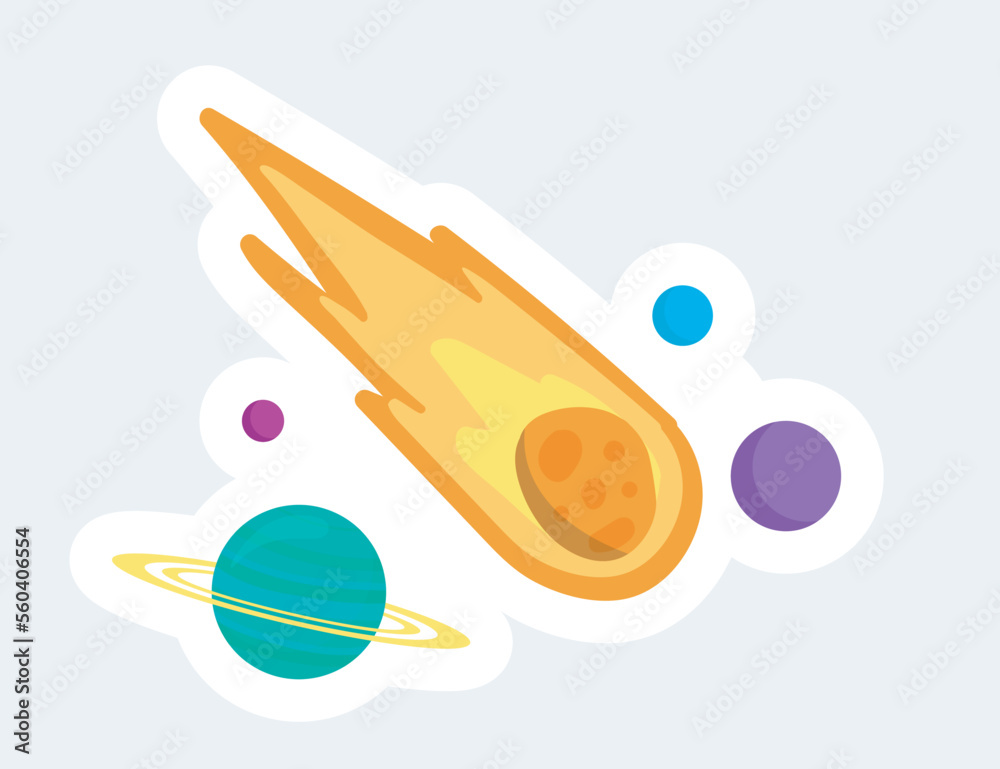 Planets and flying comet in virtual space hologram of metaverse. Vector ...