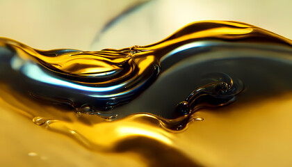 Olive or engine oil splash with waves luxury. 3d render.