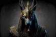 Portrait of the ancient Egyptian god of death, Anubis. AI