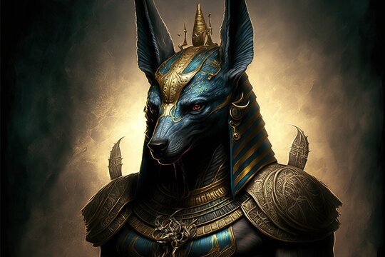 portrait of the ancient egyptian god of death, anubis. ai