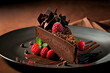 Leinwandbild Motiv Chocolate cake slice. AI